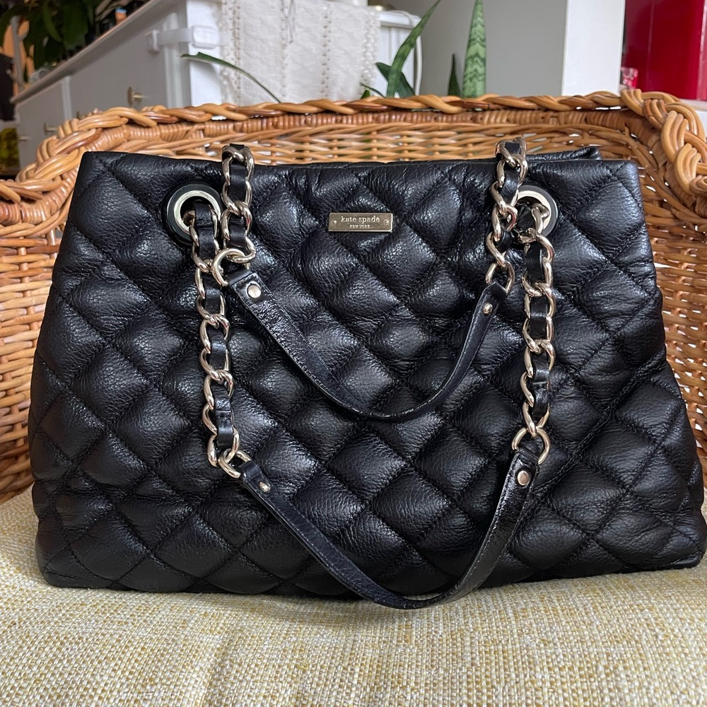 EUC Kate Spade Gold Coast MaryAnne Retail Black Quilted Leather Bag